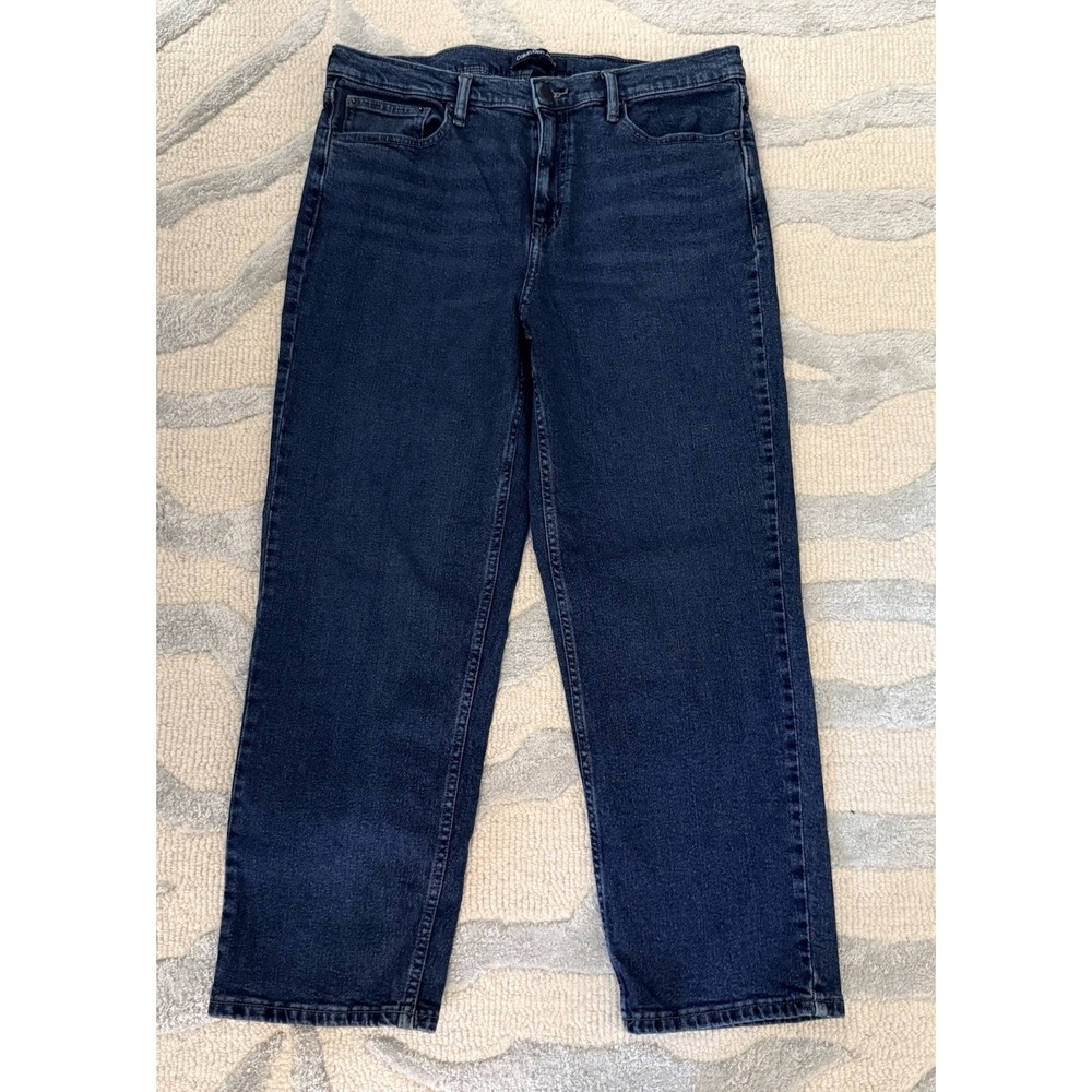 Calvin Klein Womens Jeans Sz 14 High Rise Straight Leg Cotton Dark Blue Denim